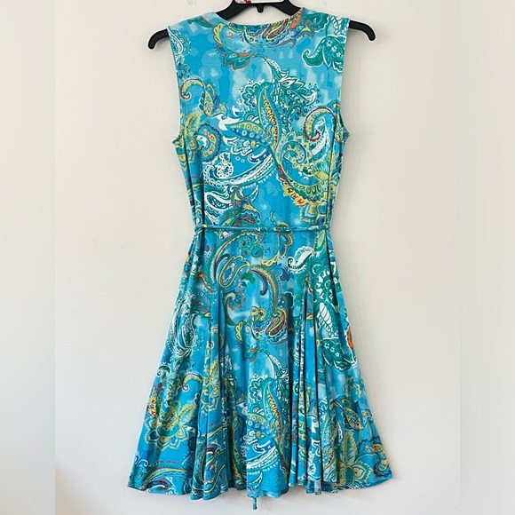 Ralph Lauren Y2K Paisley Ruffle Fit & Flare Sleeveless Dress Cotton Barely Worn - Picture 5 of 16